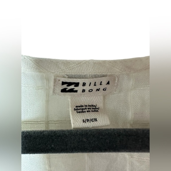 Billabong Ivory Button Front Mini‎ Dress Women’s Small Short Sleeve Tie Waist - Picture 5 of 9